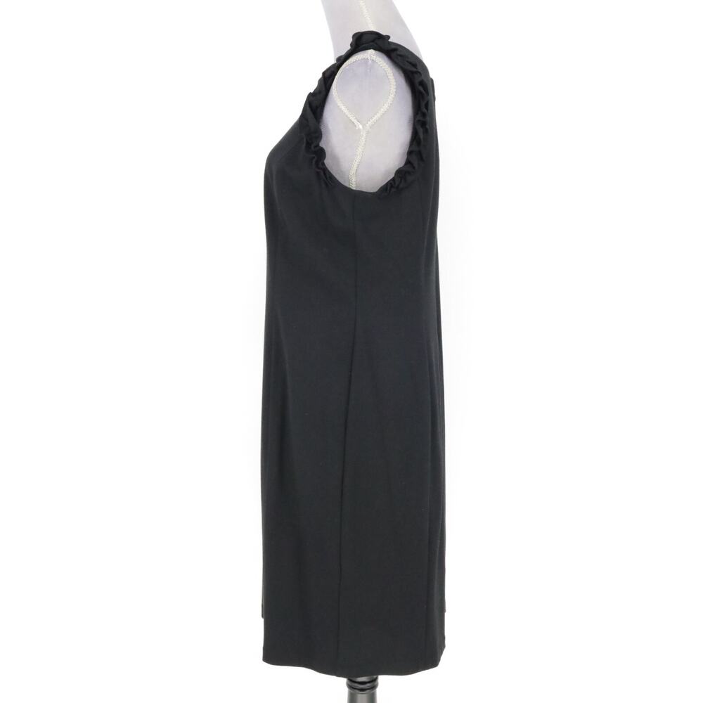 Talbots RSVP Dress Petites 12P Black Stretch Knit Sheath Zip Ruffles Sleeveless - Picture 15 of 15